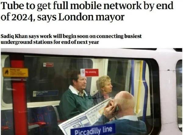 伦敦地铁终于要有手机信号了，2024年全覆盖4G!
